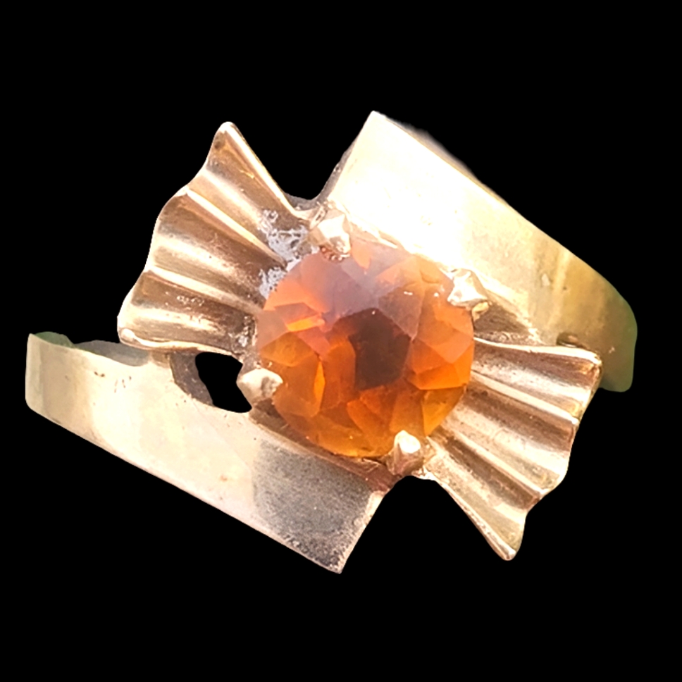 Antique Dainty 10k Gold Citrine Ring Size 6.25 Fine Jewelry Wedding Enga